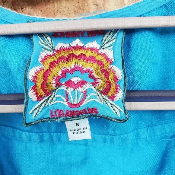 Johnny Was Light Blue Embroidered Tunic S - Picture 2 of 3